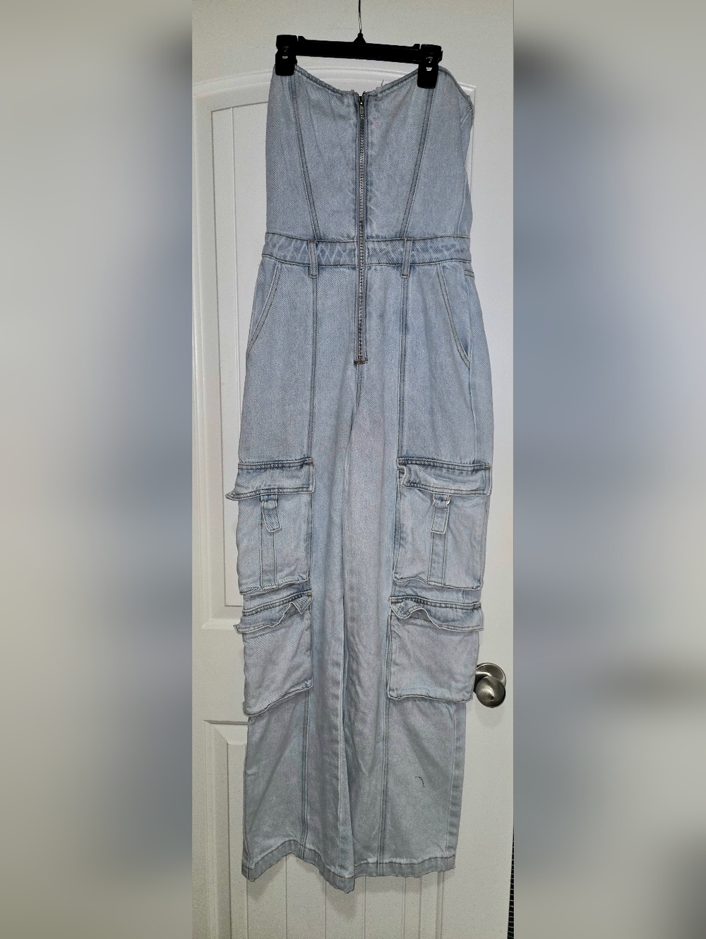 We Wore What Brand New/No Tags/Never Been Worn Strapless Denim Cargo Jumpsuit